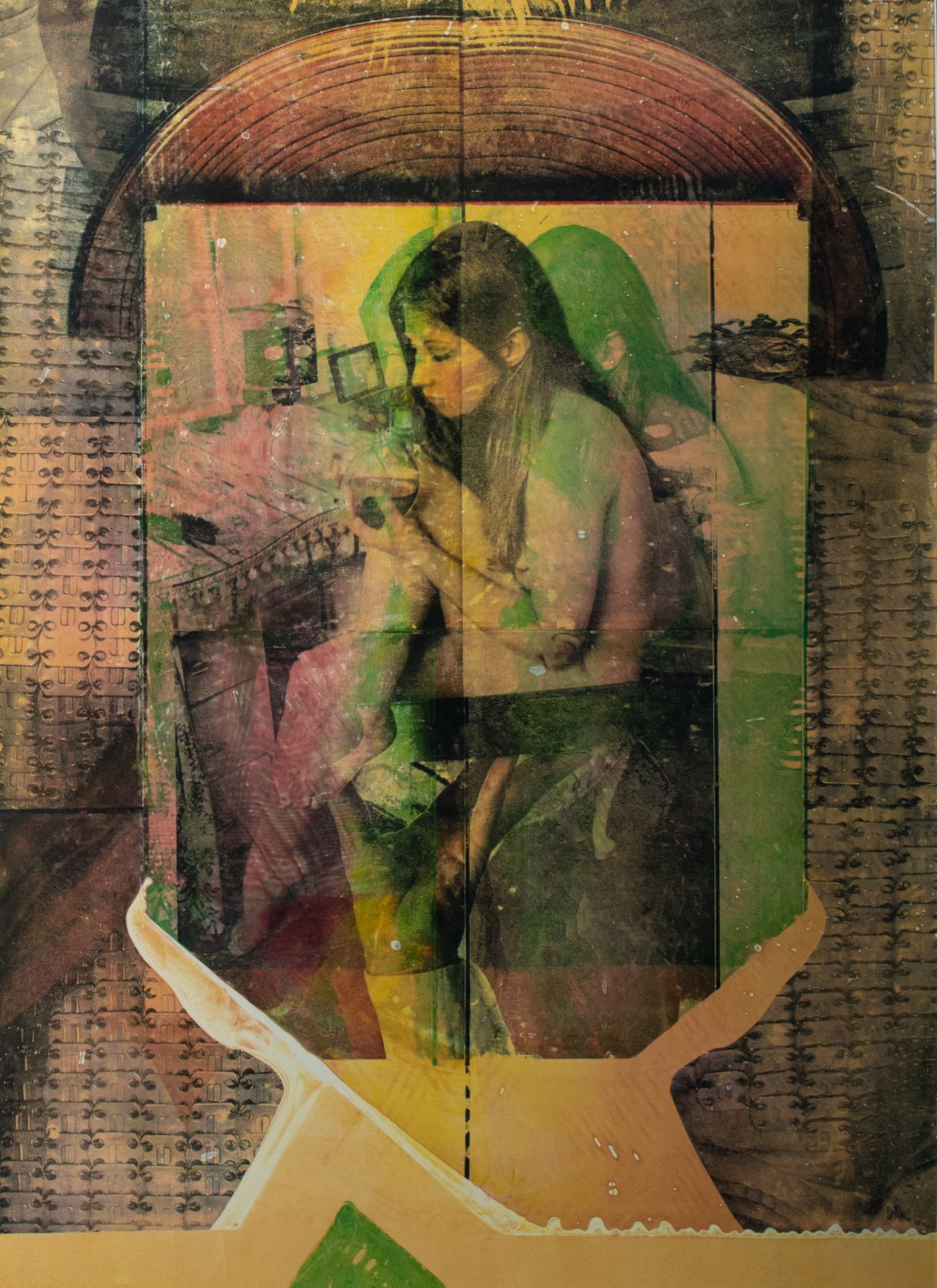 Pol Mara (1920-1998), Room service, mixed media on paper on panel, 1994, 95 x 129 cm