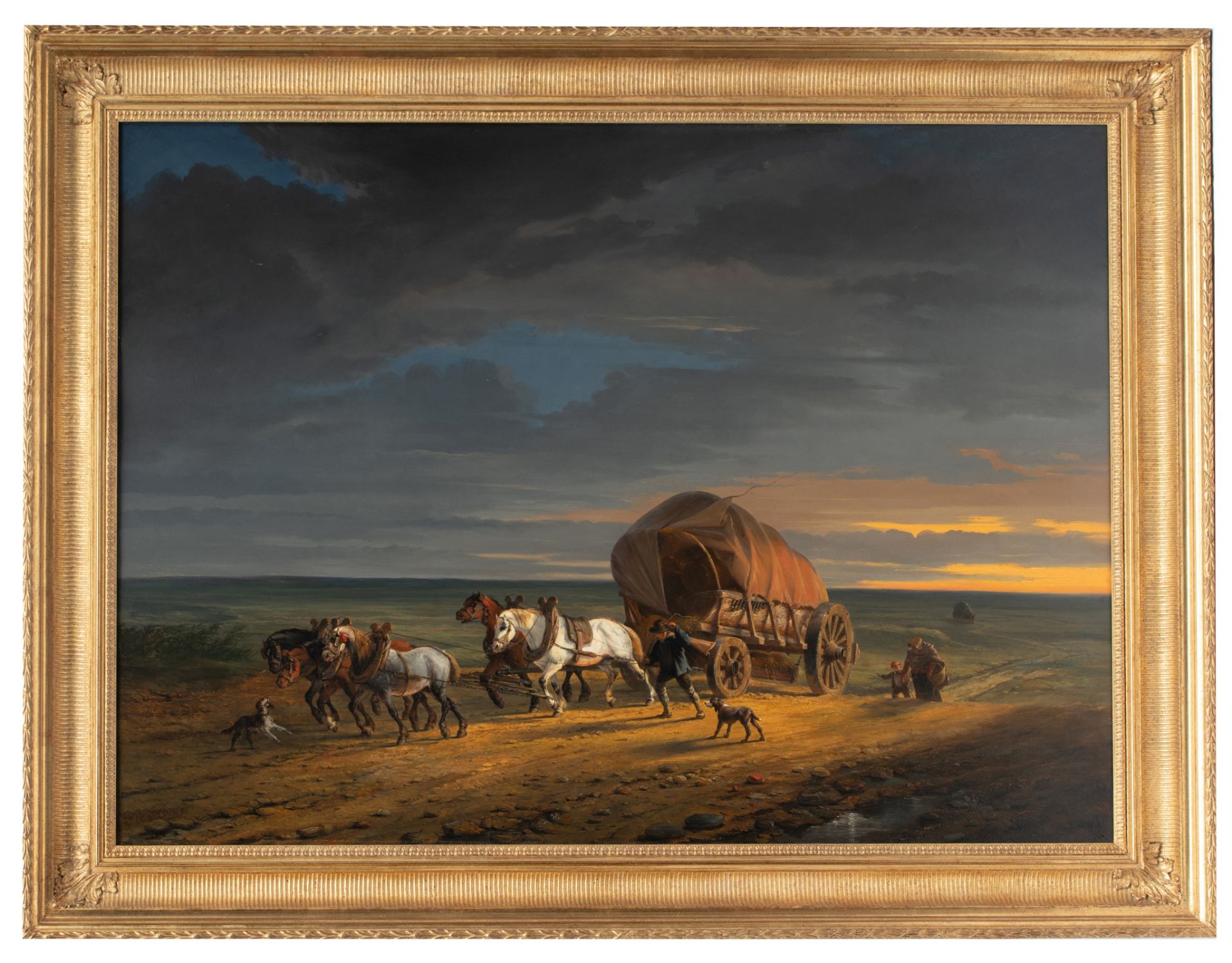 Paul Van der Vin (1823-1887), an overloaded four-in-hand carriage, 1850, oil on mahogany, 77 x 105 c - Image 2 of 6