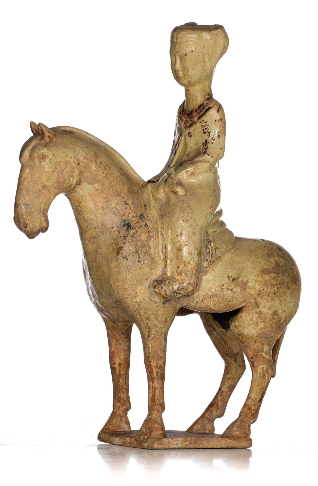 A collection of Chinese (straw-glazed) pottery horses, Sui/Tang-type, tallest H 32 - W 24 cm (3) - Image 2 of 29