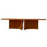 A large office desk with leather top, cherry wood, H 71 - W 300 (427) - D 120 cm