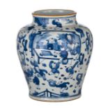 A Chinese blue and white 'One Hundred Boys' jar, H 26 cm