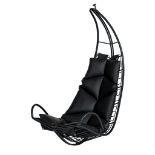 A black outdoors hanging egg chair, H 130 cm