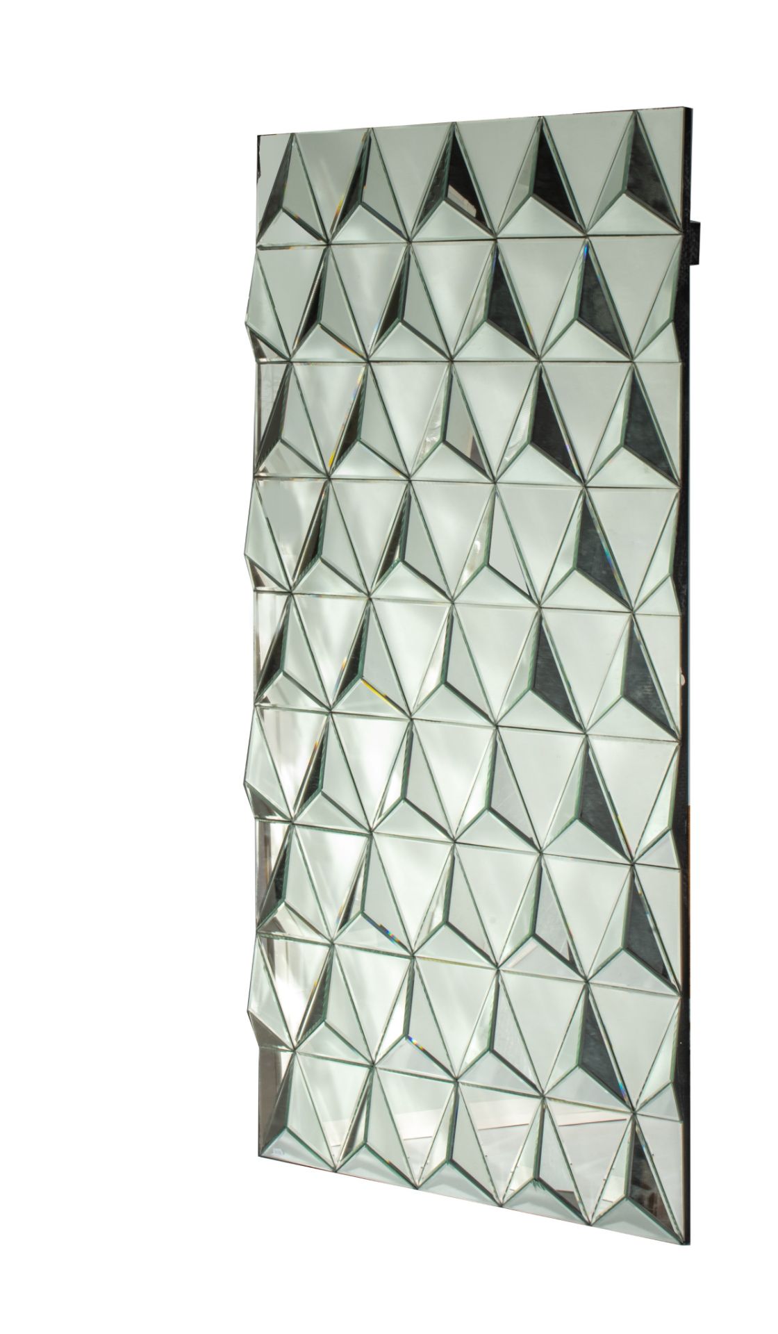 Two design wall mirrors with geometric diamond pattern, 96,5 x 151 - 100 x 157 cm - Image 2 of 8