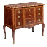 A French Transition style commode, with gilt bronze mounts and marble top, H 87 - W 94 - D 49 cm