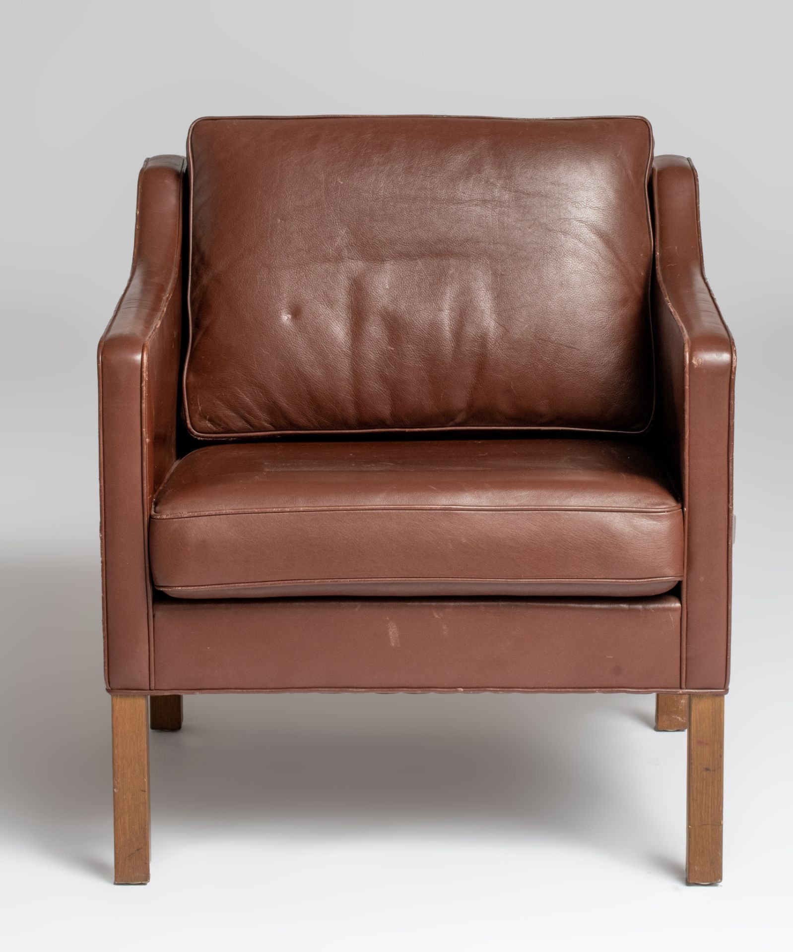 A brown leather armchair by Borge Mogensen for Ed Fredericia Stolefabrik, 1970, H 75 - W 71 cm - Image 4 of 13