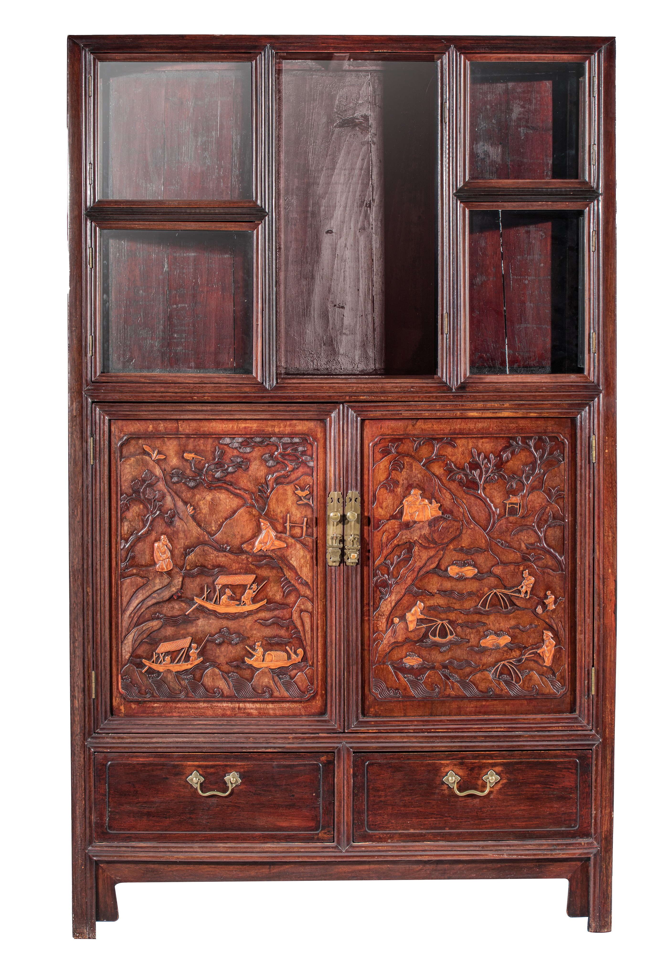 A Chinese hardwood display cabinet, H 174 - W 105 - D 52 cm