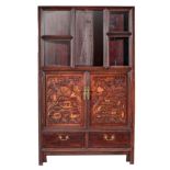 A Chinese hardwood display cabinet, H 174 - W 105 - D 52 cm
