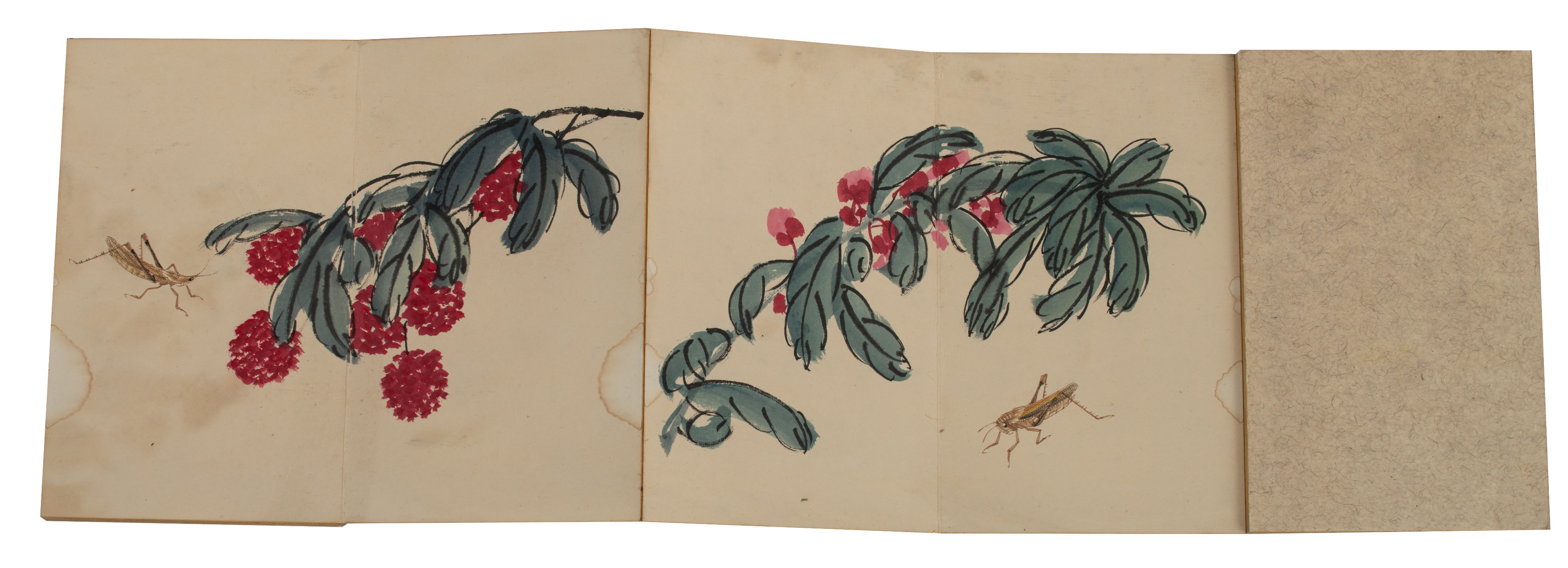An album of Chinese ink and colour on paper after Qi Baishi, in the form of an accordion booklet, 16 - Bild 15 aus 18