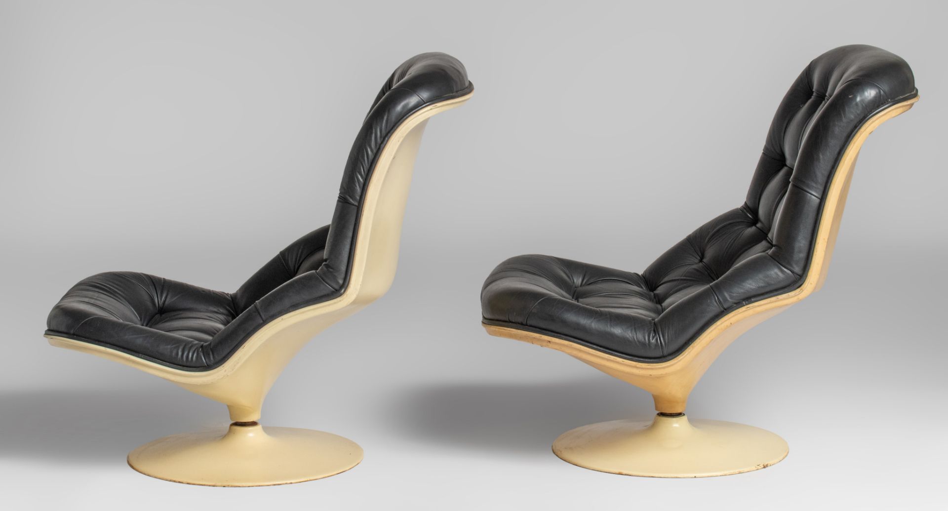 A pair of vintage Shelby lounge chairs by Georges Van Rijk for Beaufort, with one matching ottoman, - Image 5 of 14