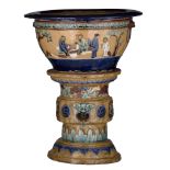 A Chinese Shiwan ware jardiniere on matching stand, 19thC/20thC, H 76 cm