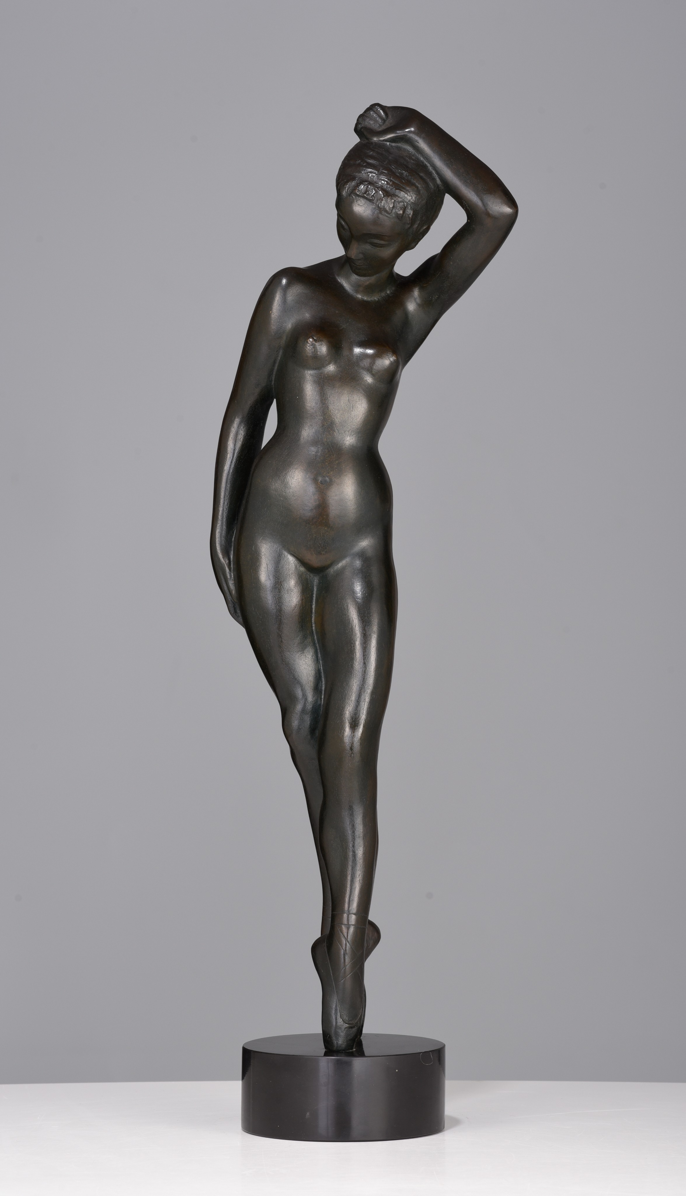 Jos De Decker (1912-2000), ballerina, patinated bronze, on a marble base, H 60,5 cm (+) - Image 2 of 12