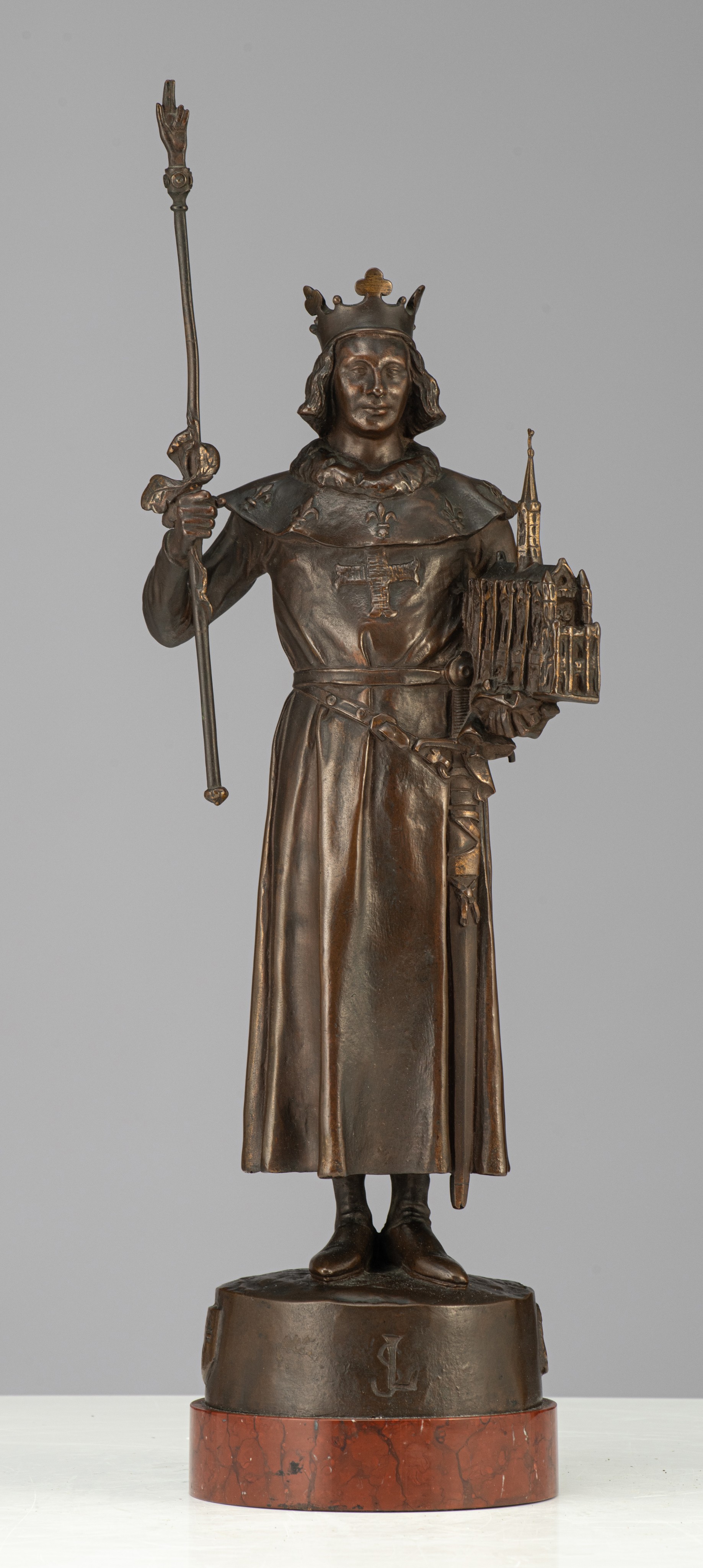 Emmanuel Fremiet (1824-1910), Saint Louis, patinated bronze, H 46 cm - Image 2 of 8