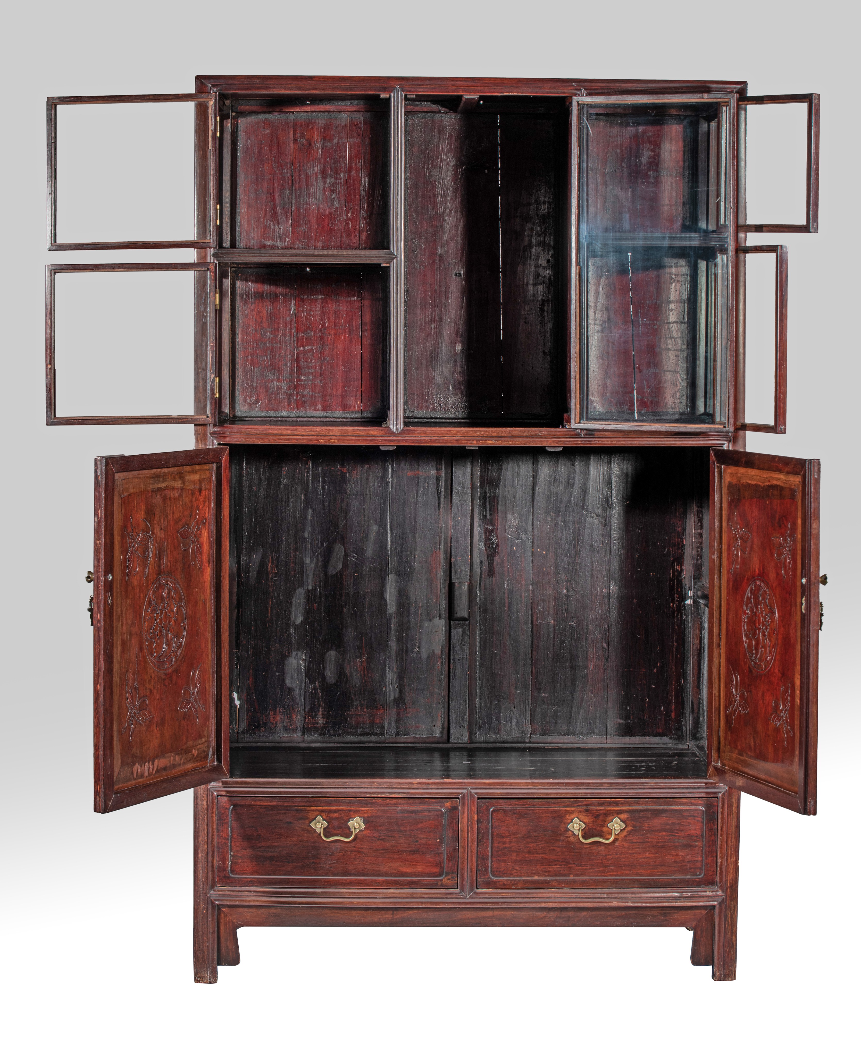 A Chinese hardwood display cabinet, H 174 - W 105 - D 52 cm - Image 4 of 9