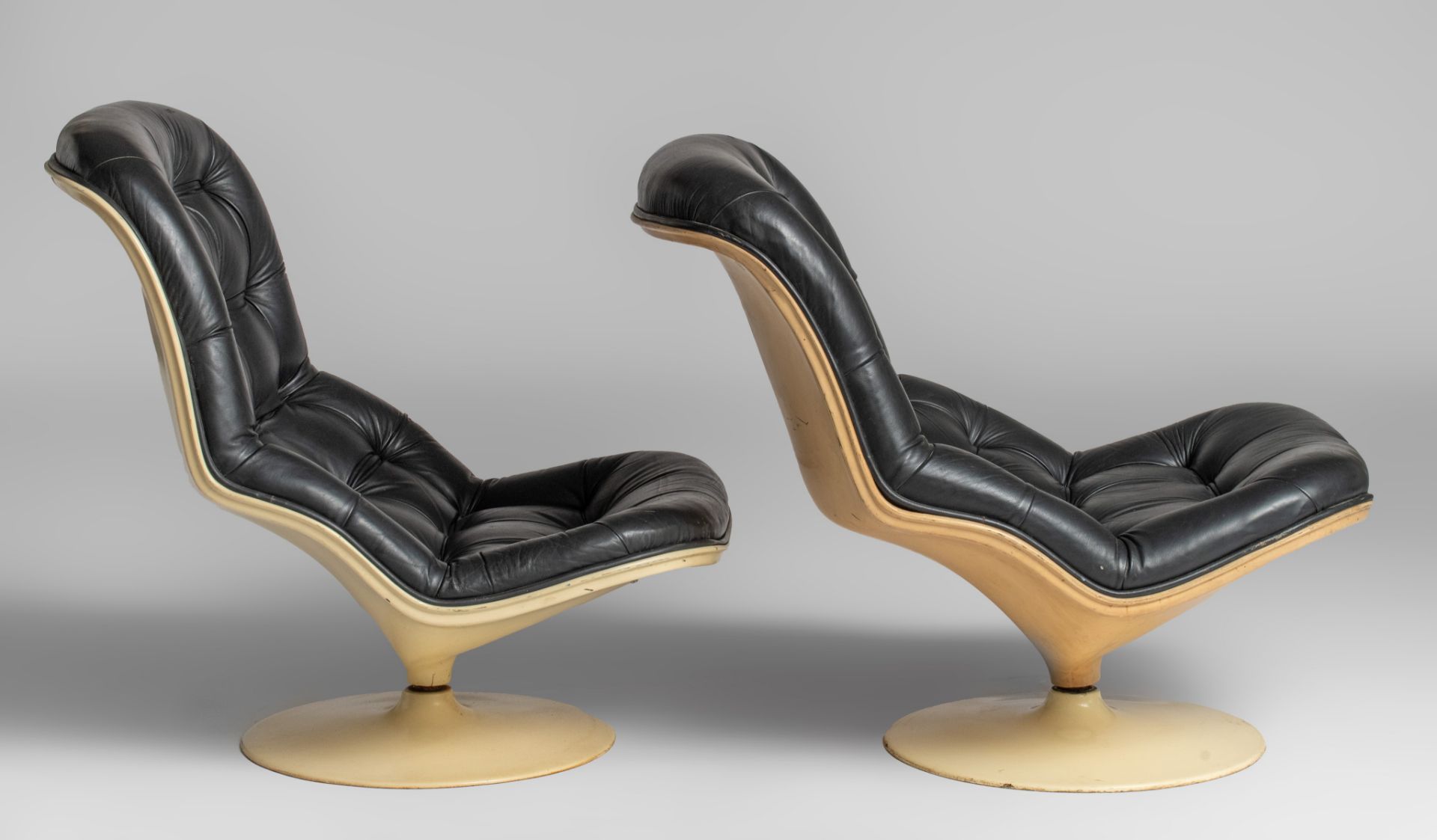 A pair of vintage Shelby lounge chairs by Georges Van Rijk for Beaufort, with one matching ottoman, - Image 8 of 14