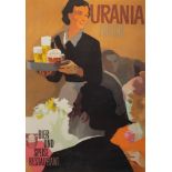 A vintage poster of Urania Zurich, lithograph by atelier Koella, published C. Muller, the 50s, 89 x