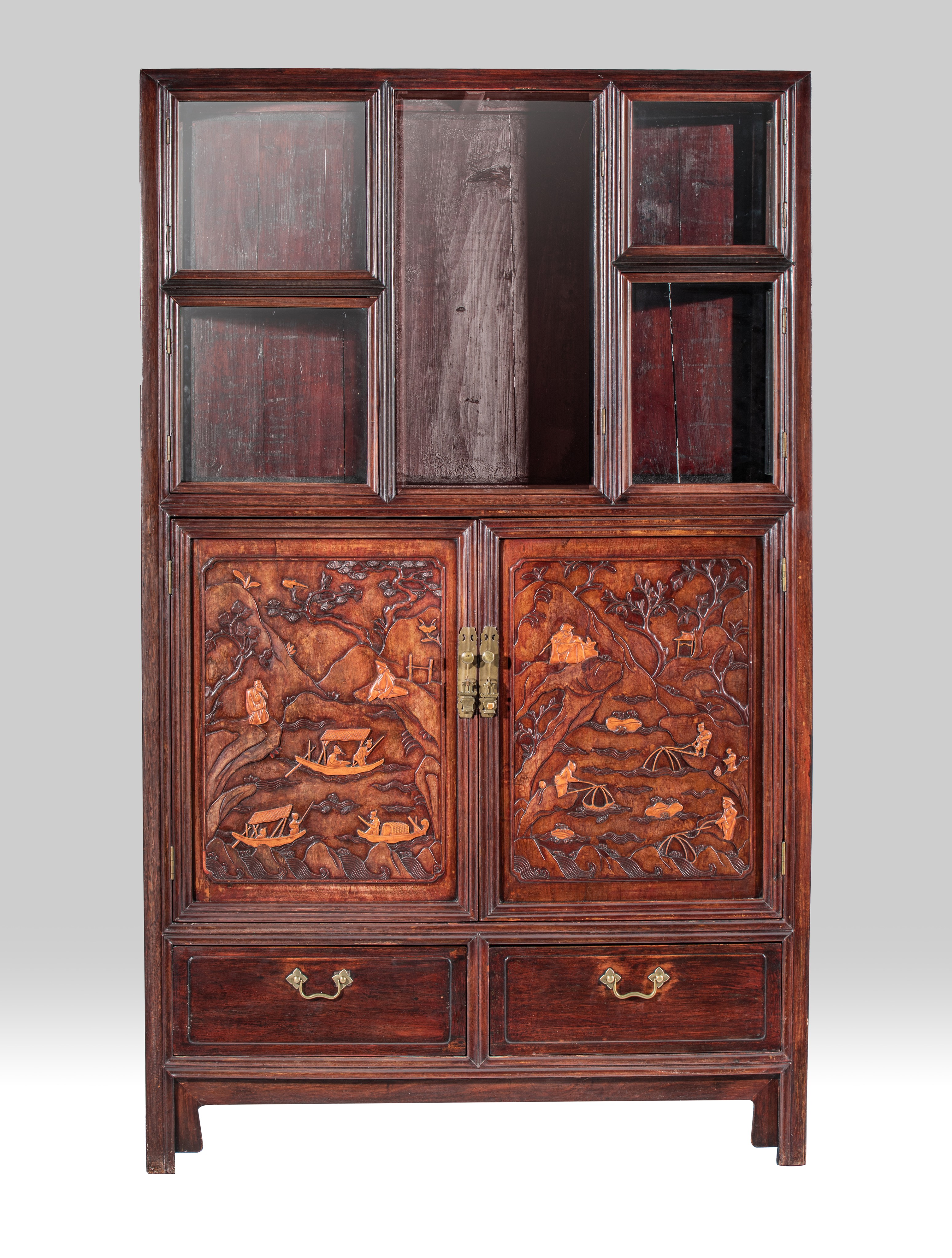 A Chinese hardwood display cabinet, H 174 - W 105 - D 52 cm - Image 2 of 9