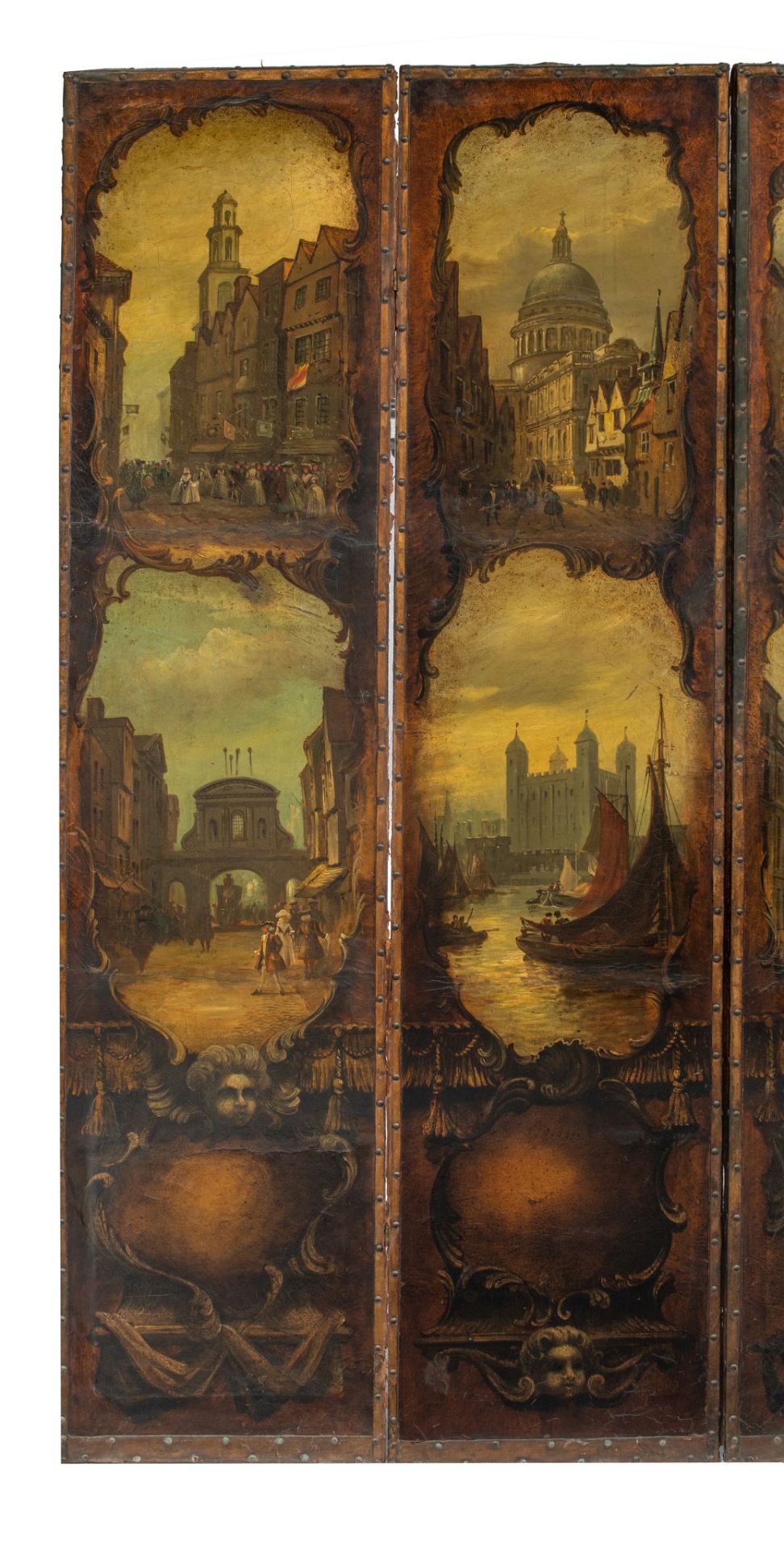 A six-panel screen depicting famous views of London, H 184 - W 6 x 41 cm - Image 2 of 23