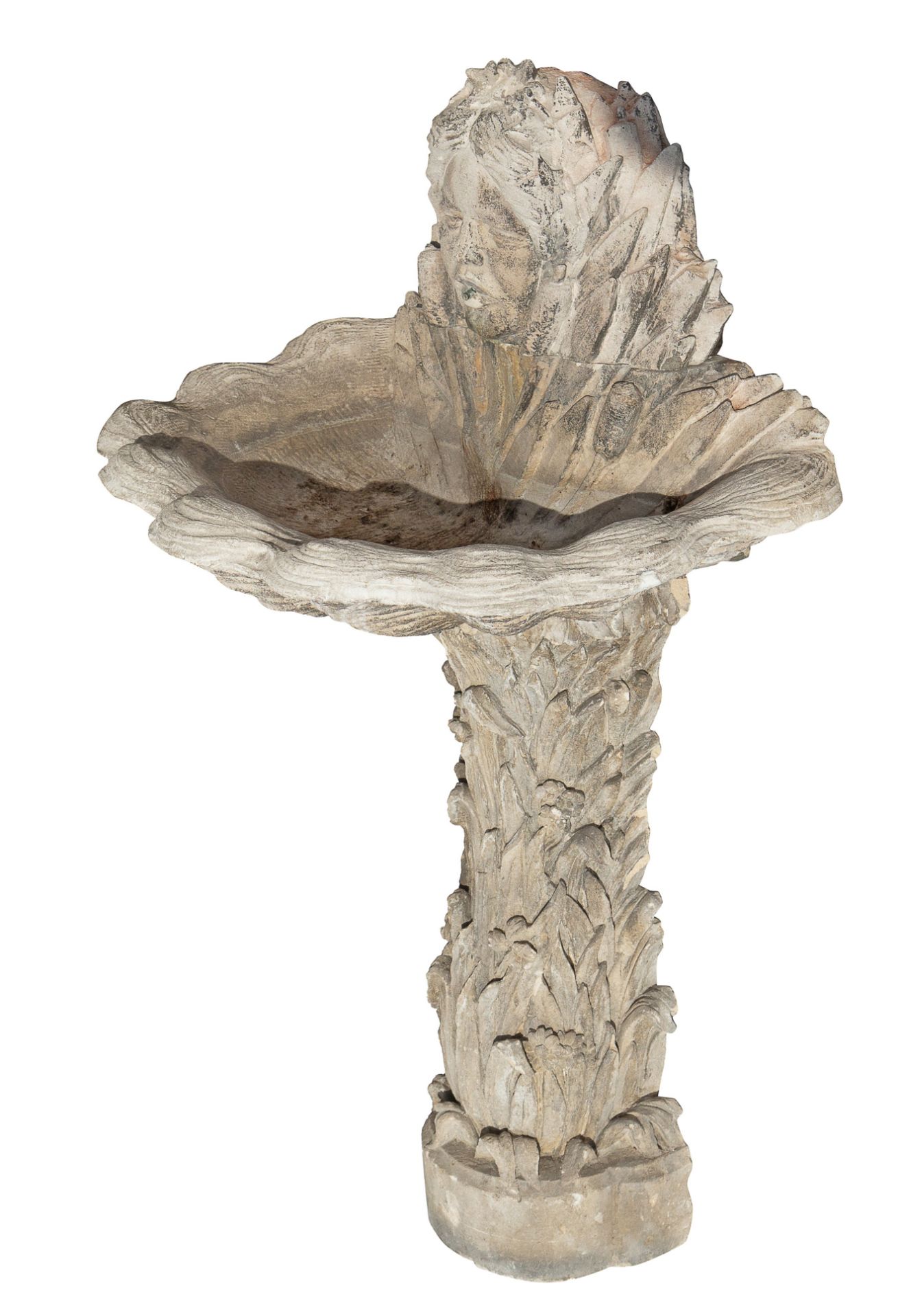 Serge Roche (1898-1988), an Art Nouveau style French white stone fountain, H 137 cm - Image 2 of 6