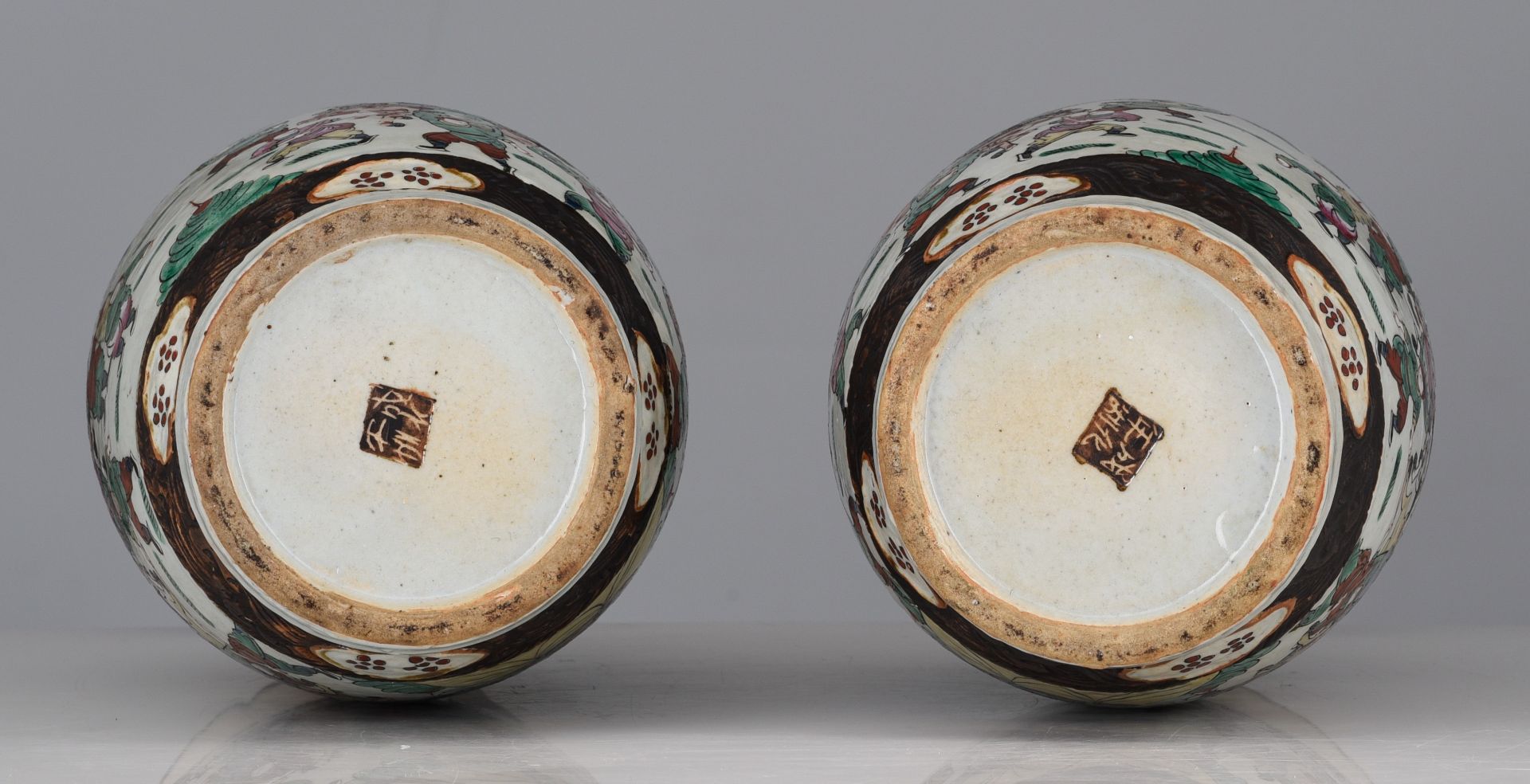 Two Chinese famille rose vases, each with a signed text, Republic period, H 41,5 cm - added a pair o - Image 14 of 14