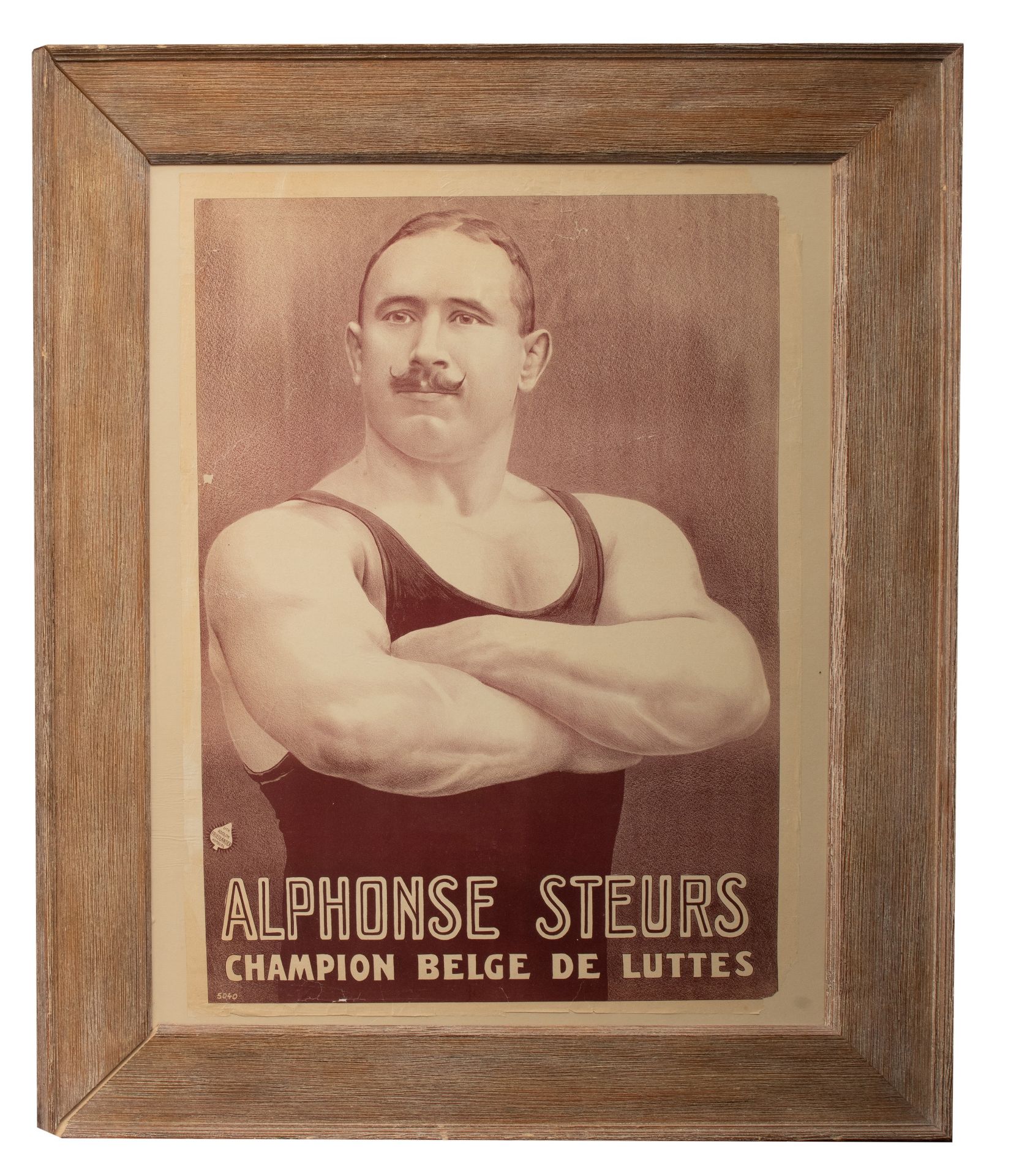 A vintage poster of the Belgian wrestler Alphonse Steurs, lithograph by Adolph Friedlander, ca. 1905 - Image 2 of 6