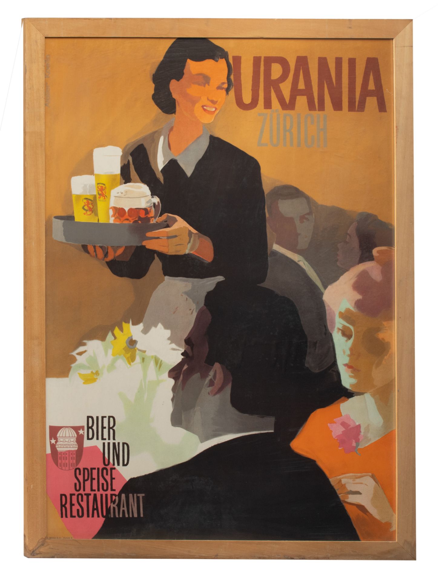 A vintage poster of Urania Zurich, lithograph by atelier Koella, published C. Muller, the 50s, 89 x - Image 2 of 3