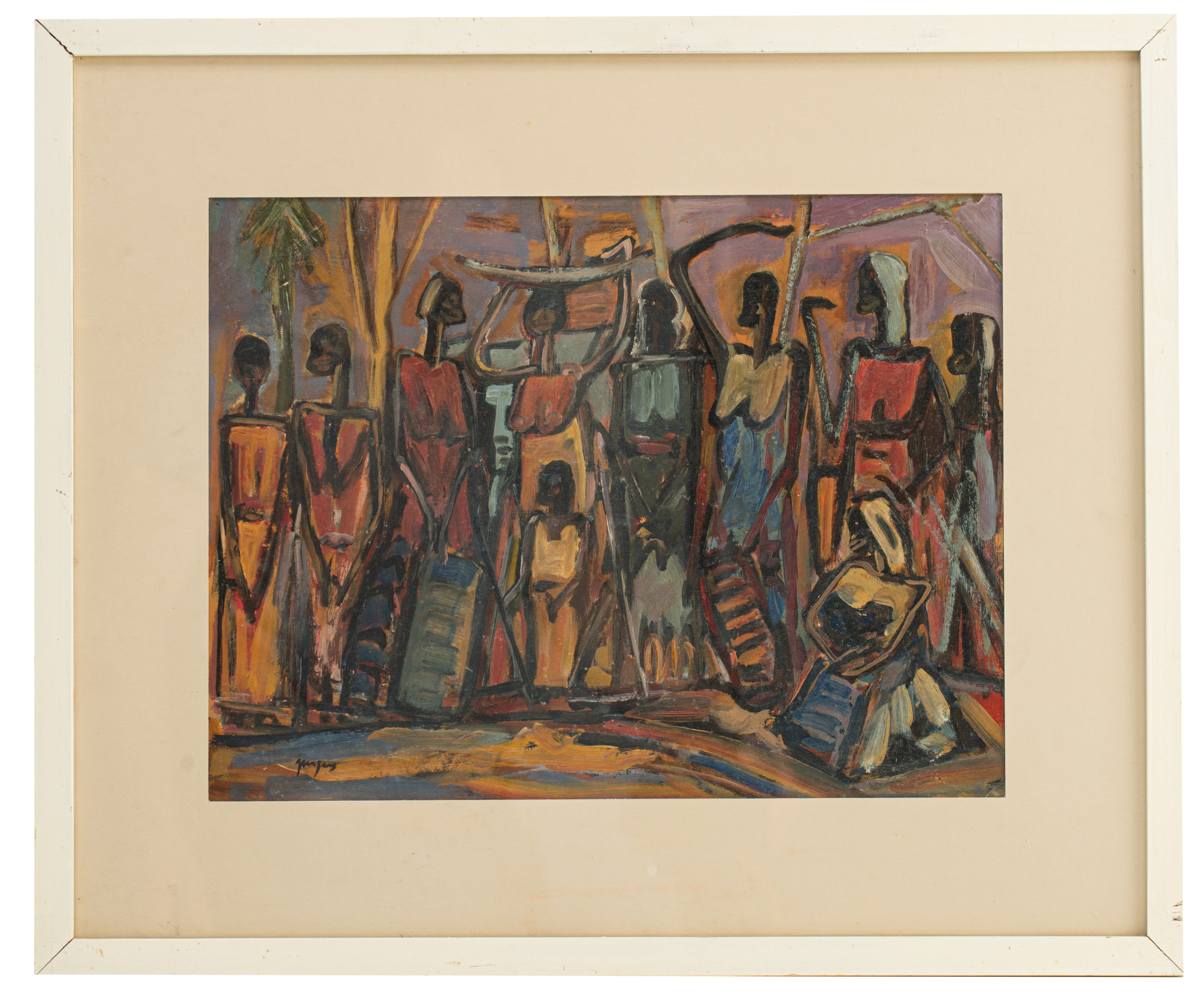 Floris Jespers (1889-1965), animated scene in Congo, '50s, oil on board, 33,5 x 44 cm - Image 2 of 7