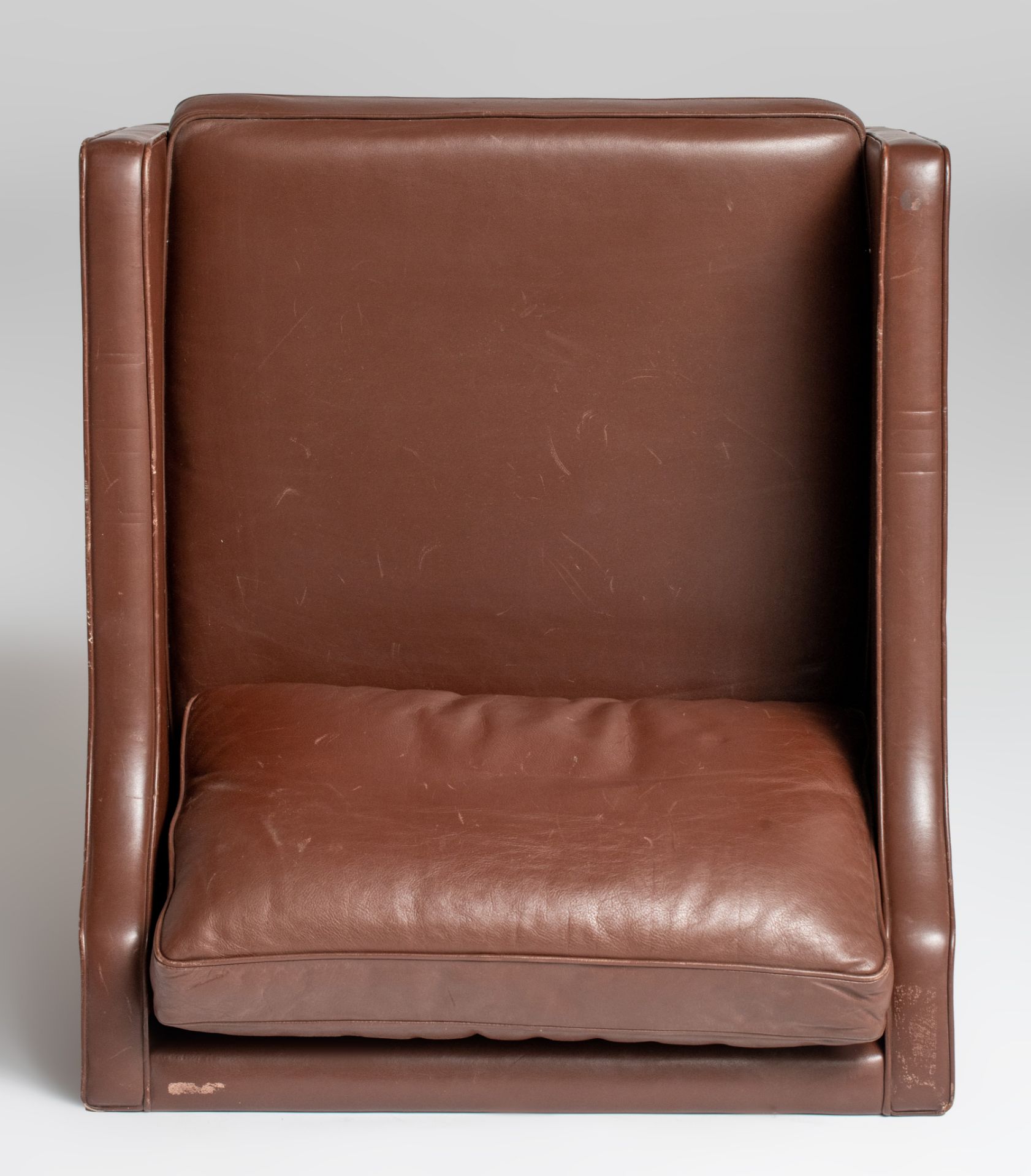 A brown leather armchair by Borge Mogensen for Ed Fredericia Stolefabrik, 1970, H 75 - W 71 cm - Image 11 of 13