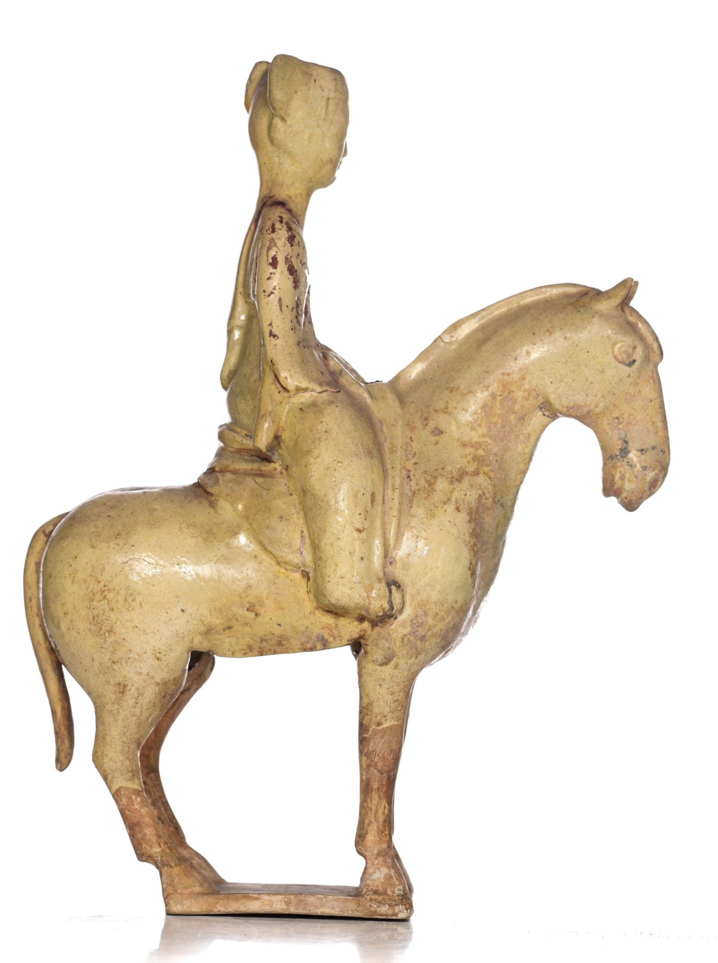 A collection of Chinese (straw-glazed) pottery horses, Sui/Tang-type, tallest H 32 - W 24 cm (3) - Image 5 of 29