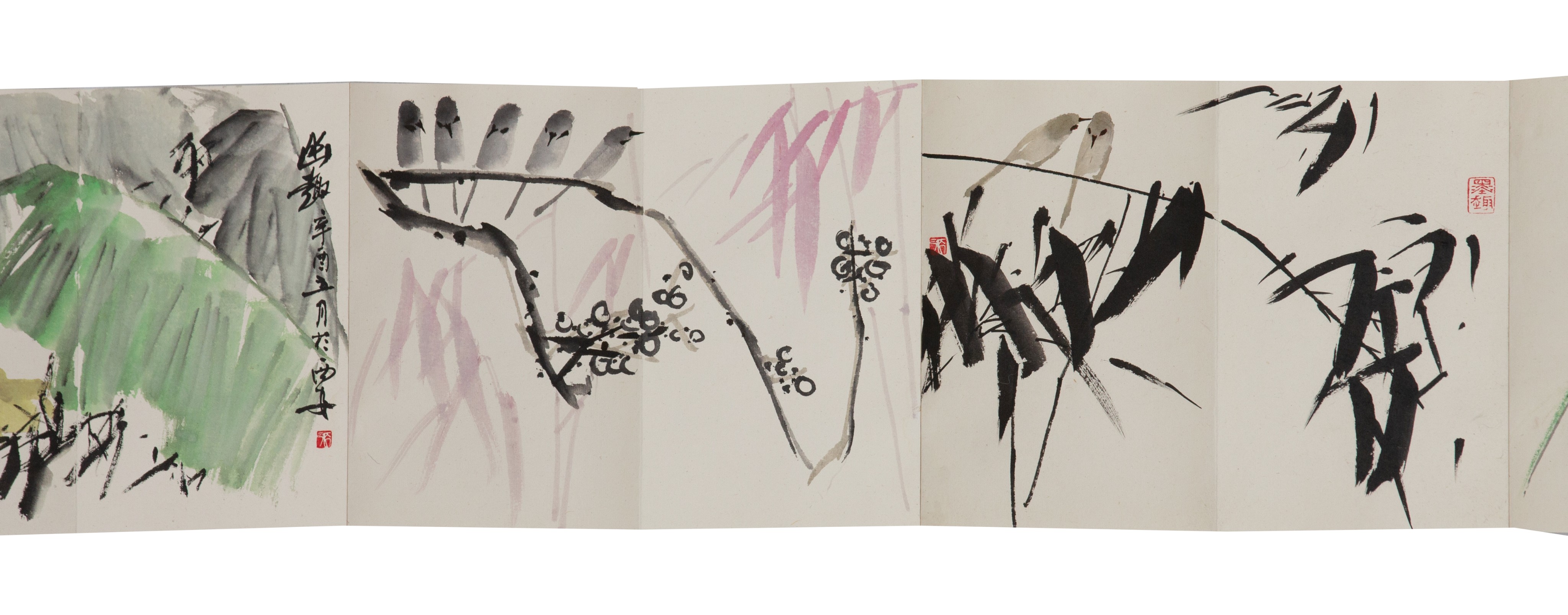 An album of Chinese ink and colour on paper, in the form of an accordion booklet, after various arti - Image 11 of 12