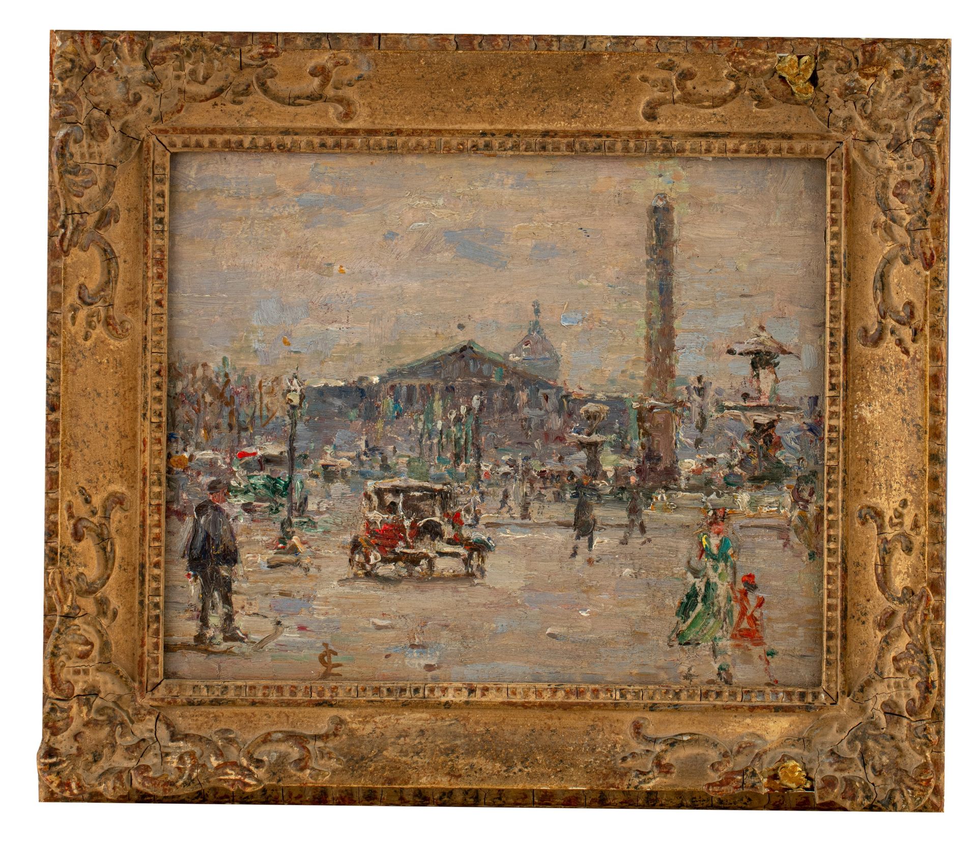 Lionel Townsend Crawshaw (1864-1949), Place de la Concorde in Paris, oil on cardboard, 22 x 27 cm - Image 2 of 5