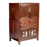 A Chinese hardwood crown-cased cabinet, Republic period, 87 x 59 cm - H 136 cm