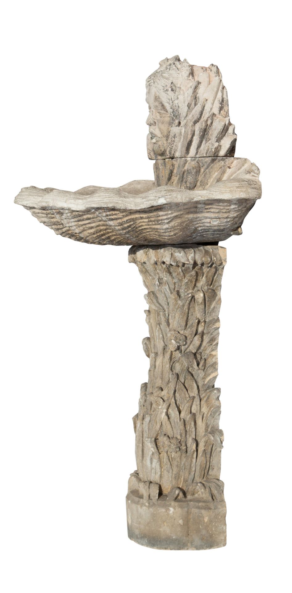 Serge Roche (1898-1988), an Art Nouveau style French white stone fountain, H 137 cm - Image 3 of 6