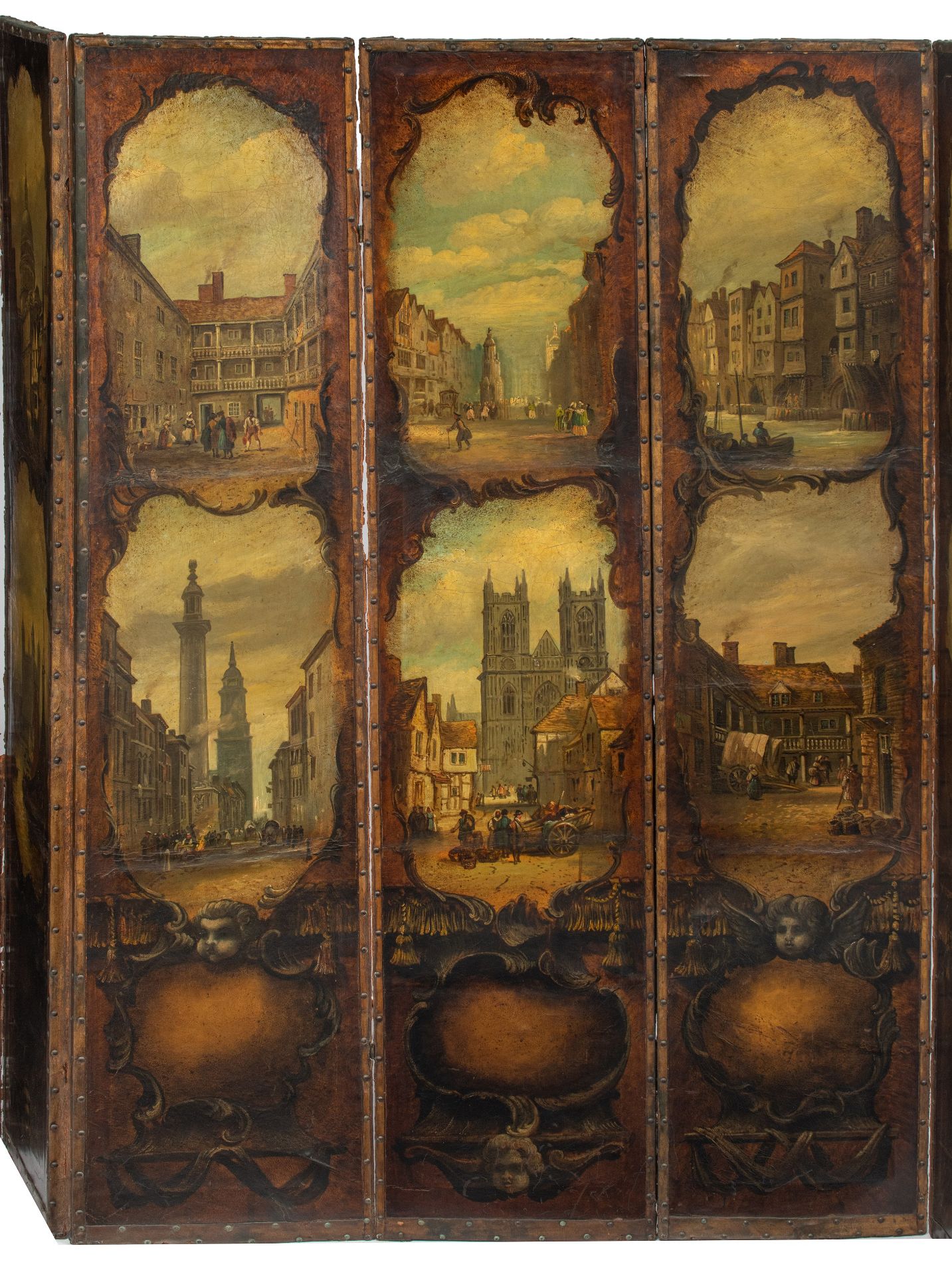 A six-panel screen depicting famous views of London, H 184 - W 6 x 41 cm - Image 3 of 23