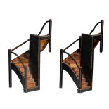 A pair of miniature staircase models, marked 'Per Mare-Per Terram by land & by sea', H 39 cm
