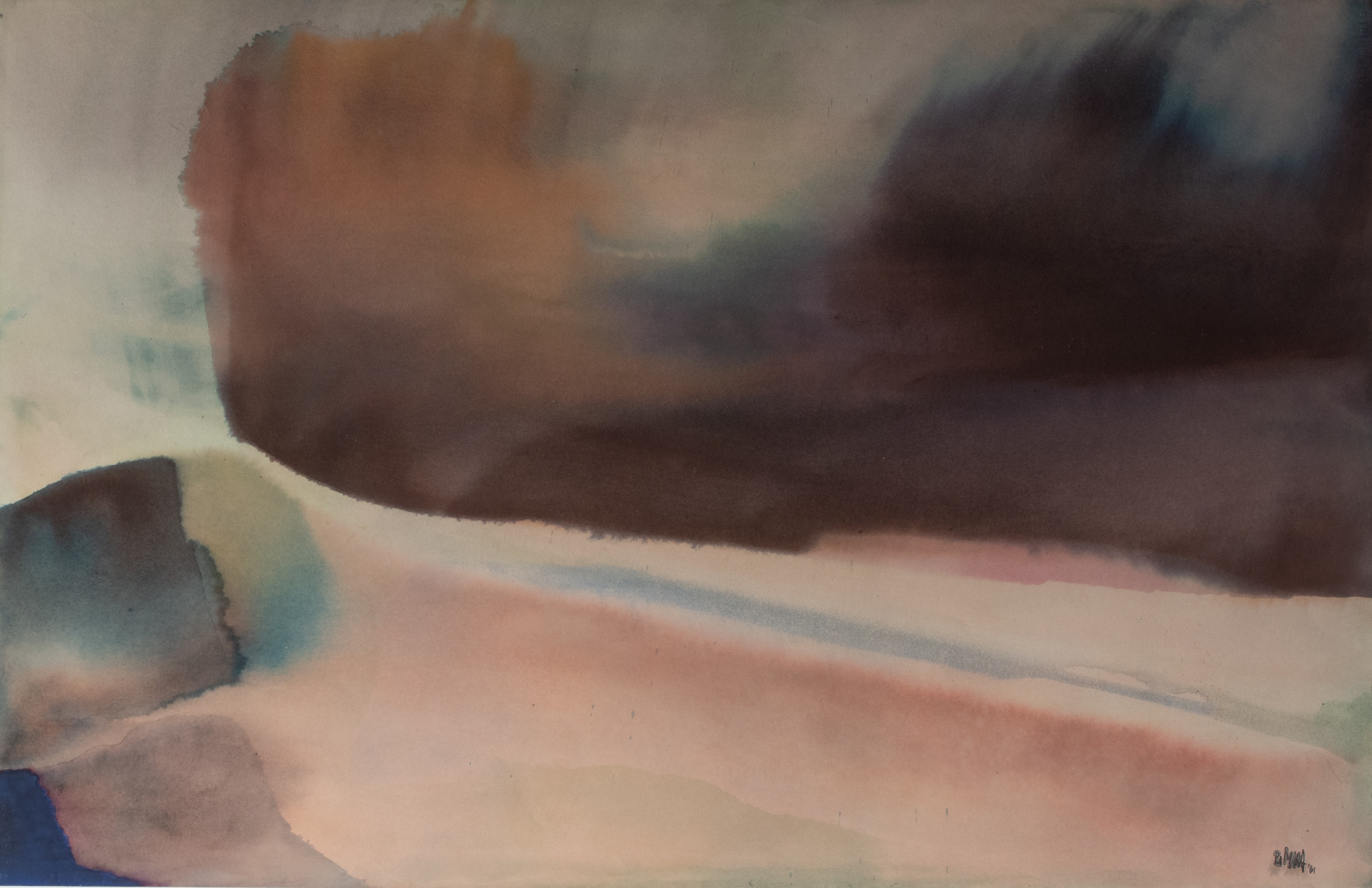 Pol Mara (1920-1998), Sometimes a summer evening, watercolour, 1961, 85 x 125 cm