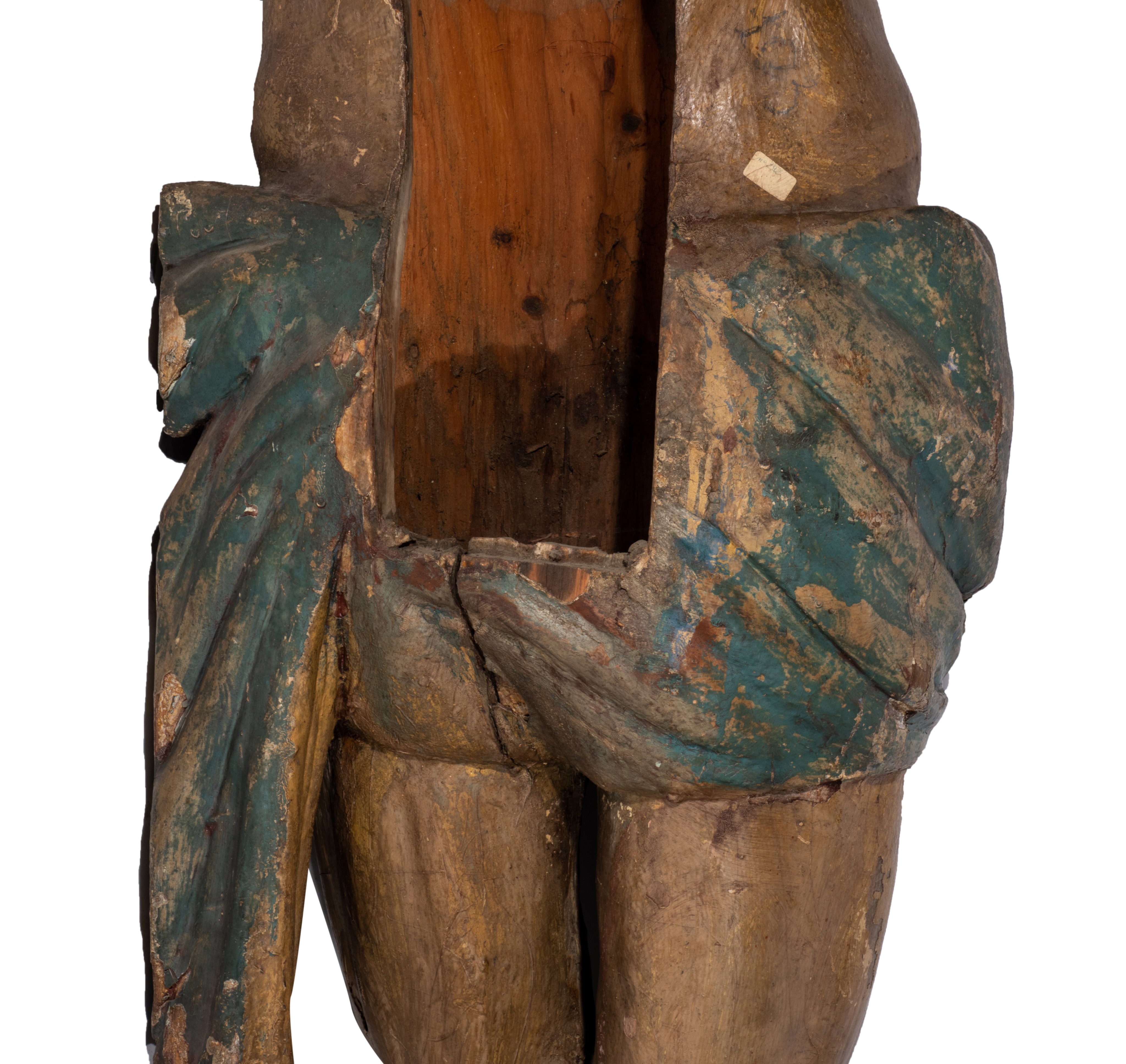 A large polychrome painted pine Corpus Christi, 17thC, H 150 cm - Image 9 of 11