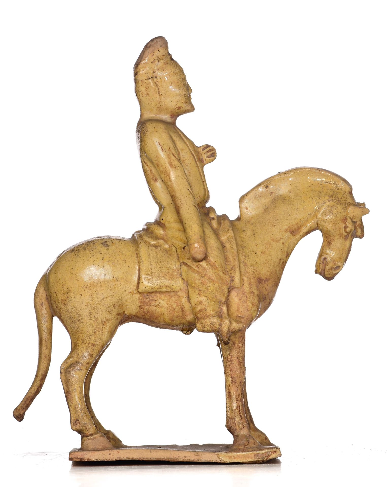 A collection of Chinese (straw-glazed) pottery horses, Sui/Tang-type, tallest H 32 - W 24 cm (3) - Image 19 of 29