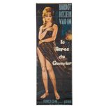 A vintage movie poster of 'Le Repos du Guerrier' starring Brigitte Bardot