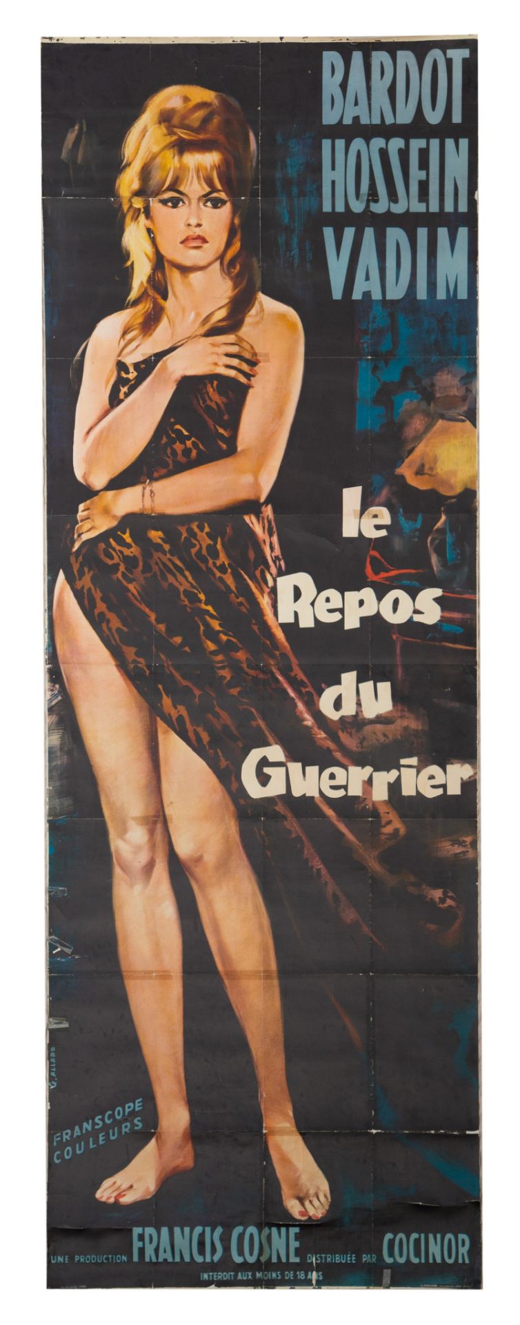 A vintage movie poster of 'Le Repos du Guerrier' starring Brigitte Bardot