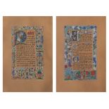 A pair of folios of Gothic Revival illuminated manuscripts by De Pape Masyn, 1860, 15,5 x 25,5 cm