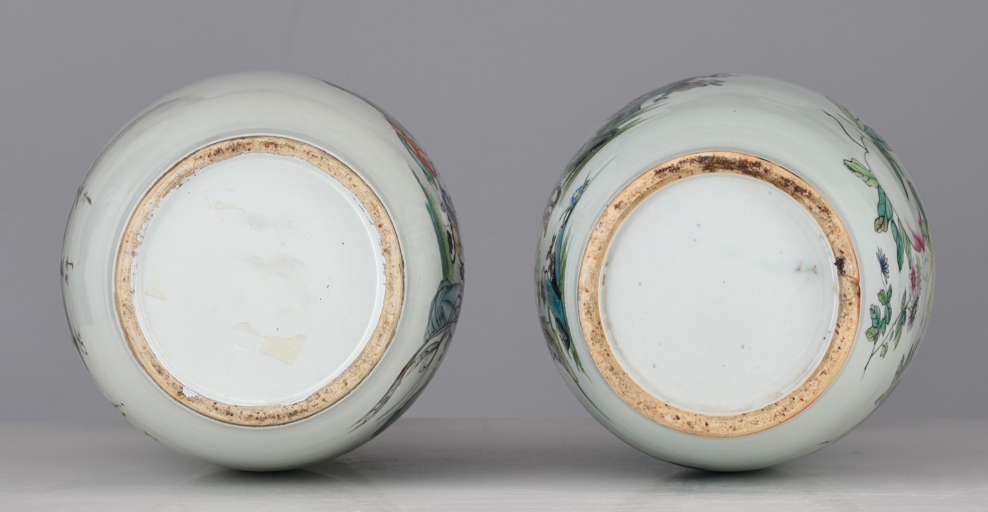 Two Chinese famille rose vases, each with a signed text, Republic period, H 41,5 cm - added a pair o - Image 7 of 14