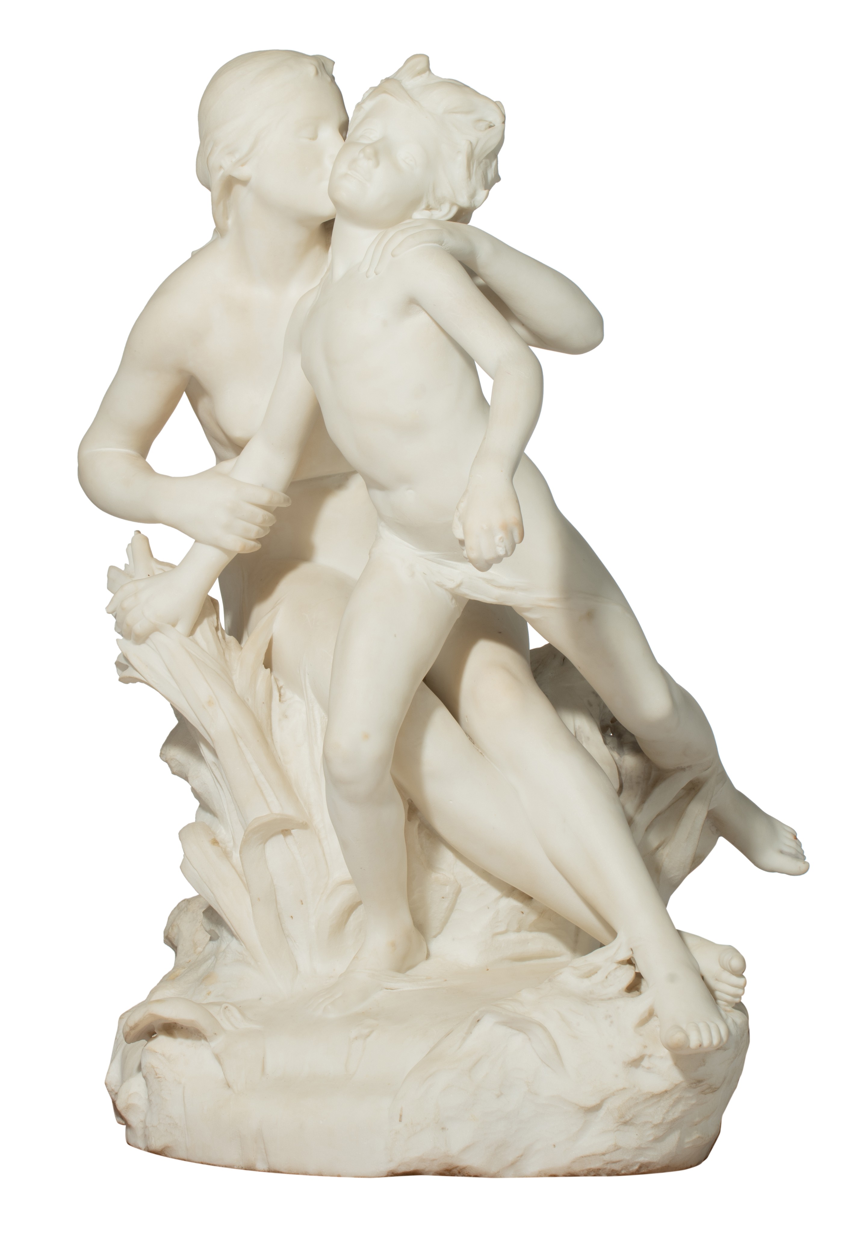Raoul Larche (1860-1912), 'La Prairie et le Ruisseau', Carrara marble, H 79 cm