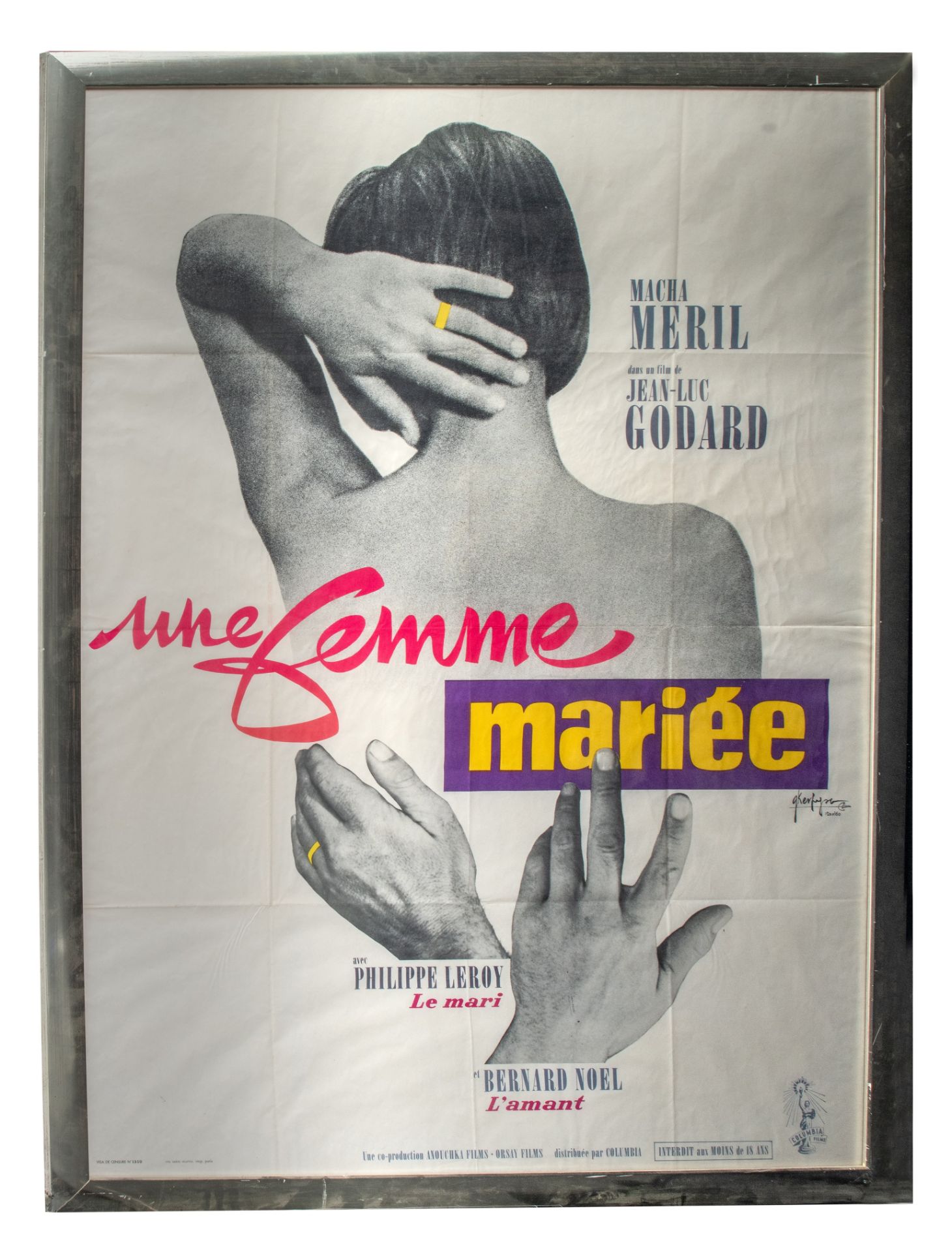 A vintage movie poster of 'Une Femme Mariee', published Saint Martin, Paris, 1964, 120 x 160 cm - Bild 2 aus 3