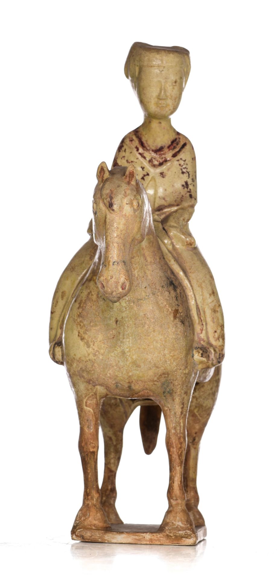 A collection of Chinese (straw-glazed) pottery horses, Sui/Tang-type, tallest H 32 - W 24 cm (3) - Image 6 of 29