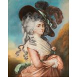 Portrait of a Lady in the manner of Thomas Gainsborough, pastel on paper, 58 x 72 cm