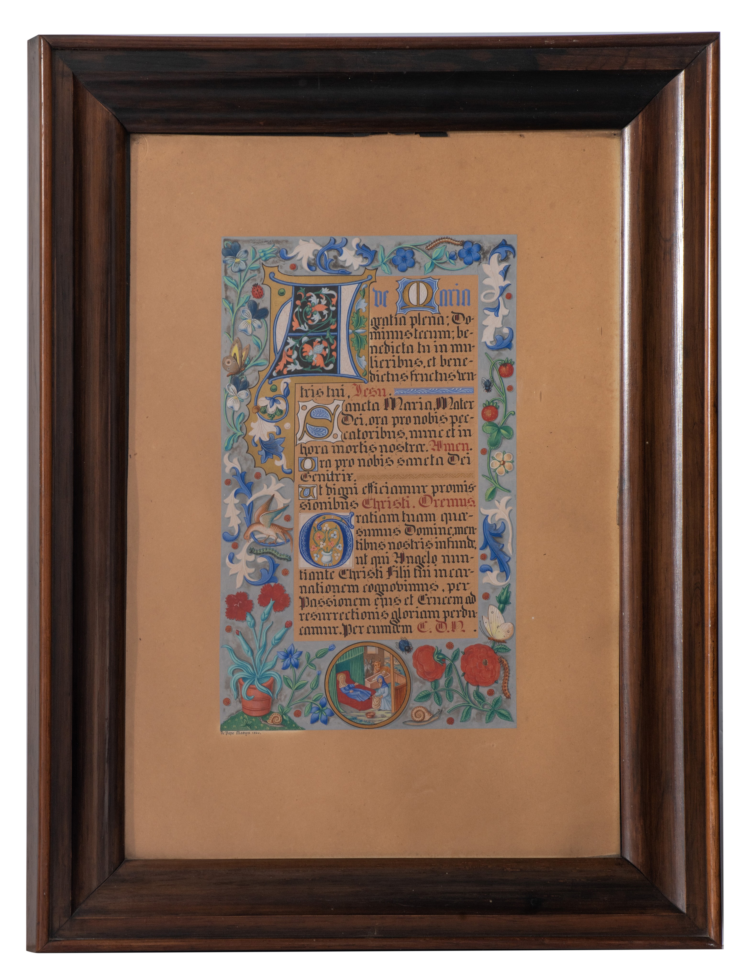 A pair of folios of Gothic Revival illuminated manuscripts by De Pape Masyn, 1860, 15,5 x 25,5 cm - Image 4 of 5