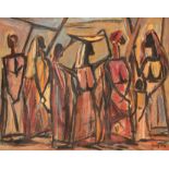 Floris Jespers (1889-1965), African Ladies in Congo, '50s, oil on board, 29 x 37 cm