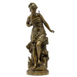 Vincent Desire Faure De Brousse (1876-1908), 'Surprise', green patinated bronze, H 72,5 cm