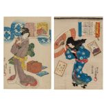 Two Japanese woodblock prints by Toyokuni and Kunisada, both from the series "the 100 poets", one wi