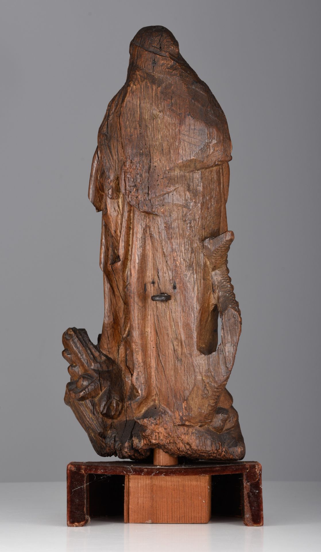 A fine oak sculpture of Saint Margaret and the dragon, 16thC, the Southern Netherlands, H 61 cm - Image 5 of 9